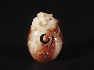An Exquisite White Jade Chi-Dragon Pattern Ornament