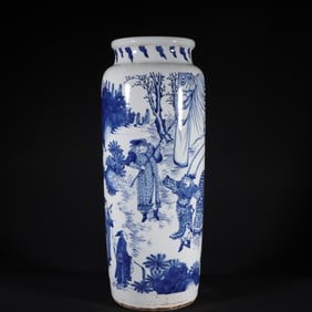 An Exquisite Blue and White Character and Story Pattern Vase