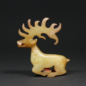 An Exquisite White Jade Deer Pendant