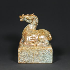 An Exquisite White Jade Horse Seal