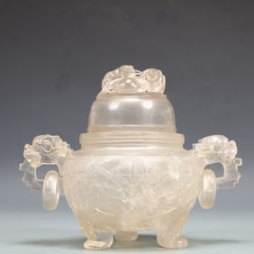 A Exquisite Crystal Beast-Face Pattern Double-Ears and Tripod Censer