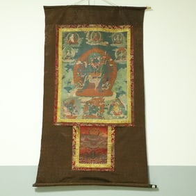 An Exquisite Brocade Painted Color Statue of Vajra Tangka