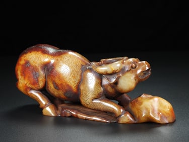 An Exquisite White Jade Buffalo Ornament