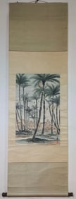 A Chinese Vertical Scroll Ink Painting of Scenery on Paper