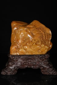 An Exquisite Shoushan Stone Landscape and Figure Pattern Ornament