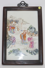 An Exquisite Famille-Rose Character and Story Pattern Flower and Bird Pattern Hanging Panel