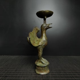 An Exquisite Bronze Bird-Shaped Candlestick