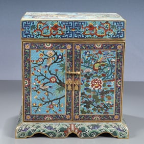 A Rare Cloisonne Flower and Bird Pattern Box