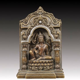 A Solemn Bronze Statue of Manjusri