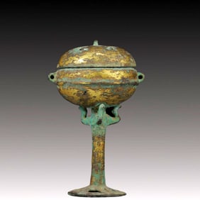 A Rare Gilt Bronze Stem Censer