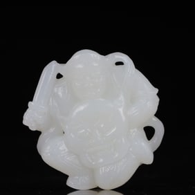 An Exquisite White Jade Figure Pendant