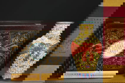 A Huge Yellow Ground Lotus Pattern Vase,With Chinese Vertical Scroll Ink Painting on Silk