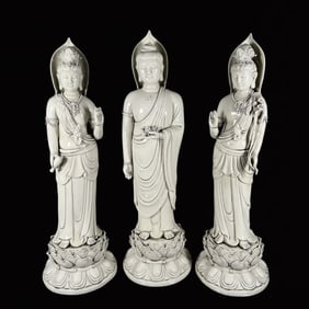 A Set of Fine Blance-De-Chine Statues of Avalokitesvara