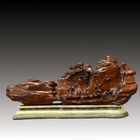 A Huge Boxwood Landscape and Figure Pattern Ornament