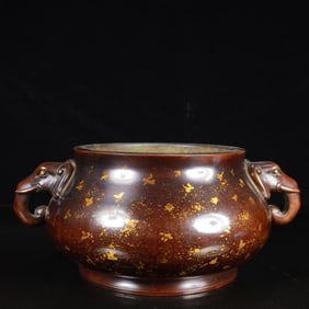 A Rare Bronze Elephant-Ears Censer