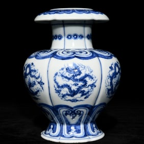 An Exquisite Blue and White Dragon Pattern Vase