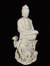 A Huge Blance-De-Chine Statue of Avalokitesvara