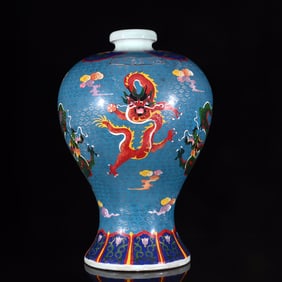 A Huge Cloisonne Auspicious Cloud and Dragon Pattern Vase