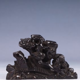 An Exquisite Zitanwood Landscape and Figure Pattern Ornament