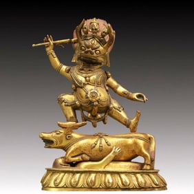 A Solemn Gilt Bronze Statue of Yamantaka