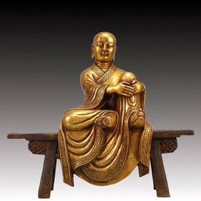 A Solemn Gilt Bronze Buddha Statue
