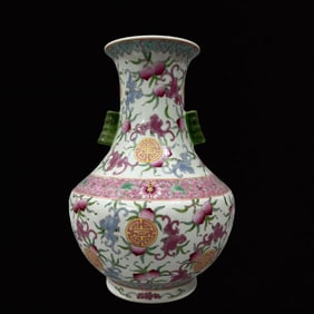 A Exquisite Famille-Rose Double-Ears Vase