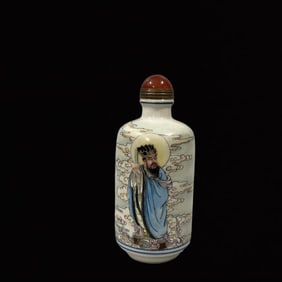 An Exquisite Famille-Rose Figure Pattern Snuff Bottle,with poem