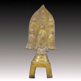 A Solemn Gilt Bronze Buddha