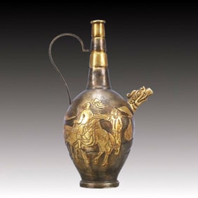 A Rare Gilt Silver Figure  Pattern Ewer