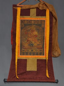 A Rare Brocade Painted Color Statue of Vajra Tangka