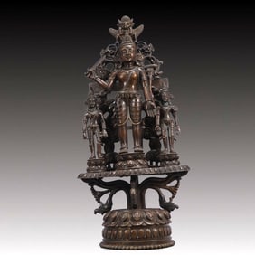 A Solemn Bronze Statue of Manjusri