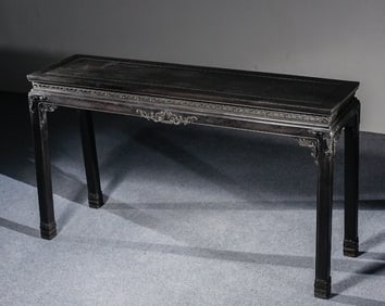 An Exquisite Zitanwood Lotus Pattern Long Table
