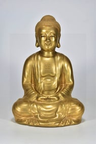 An Exquisite Guan yao Gilding Statue of Sakyamuni