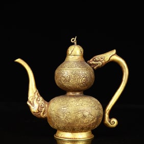 An Exquisite Gilt Bronze Dragon Pattern Ewer