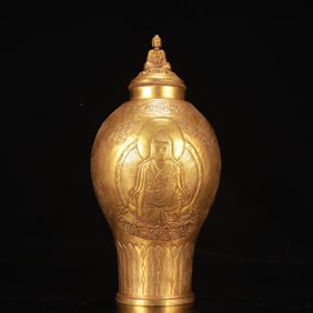 A Rare Gilt Bronze Statue of Avalokitesvara Pattern Bottle