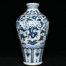 A Huge Blue and White Character and Story Pattern Vase