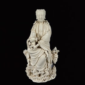 A Huge Blance-De-Chine Statue of Avalokitesvara