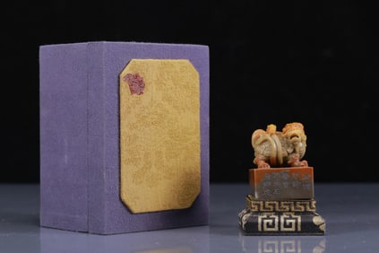 An Exquisite Shoushan Stone Dragon Turtle Pattern Seal