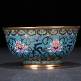 A rare cloisonné bowl with lotus pattern
