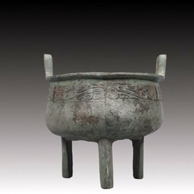 A Precious Bronze Dragon Pattern Double-Ears and Tripod Censer