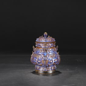 An Exquisite Jun yao Purplish Red Glazed Cover Jar,with an Imperial Poem by Emperor Qianlong