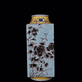 A Rare Ink Color Plum Blossom,Orchid Bamboo and Chrysanthemum Pattern Vase