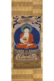An exquisite kesi thangka with image of Sakyamuni