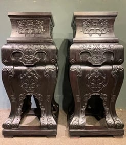 A Pair of Huge Zitanwood Bats and Dragon Pattern Shelfs