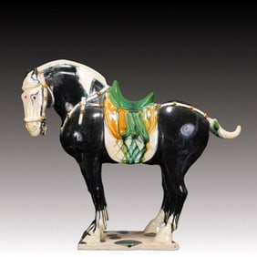 An Rare Tang Tri-Color Glazed Pottery Horse Ornament