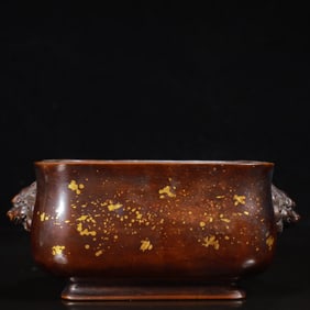 A Rare Bronze Lion-Ears Censer