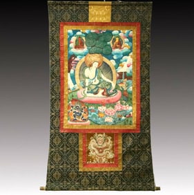 A Rare Brocade Painted Color Statue of Avalokitesvara Tangka