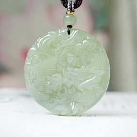 An Exquisite Greenish Jade Dragon Pattern Pendant