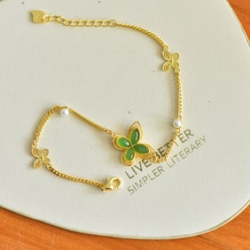 An Exquisite Sterling Silver-Gold Plated Inlaid Jasper Bracelet