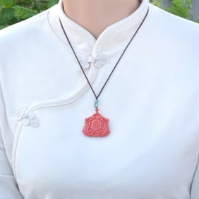 An Exquisite Cinnabar Fish Pattern Pendant